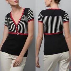 NANETTE LEOPORE Striped Top Blue White Red S
